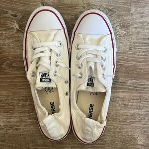 White Converse Chuck Taylor All Star Slip-ons; size 9 in women’s